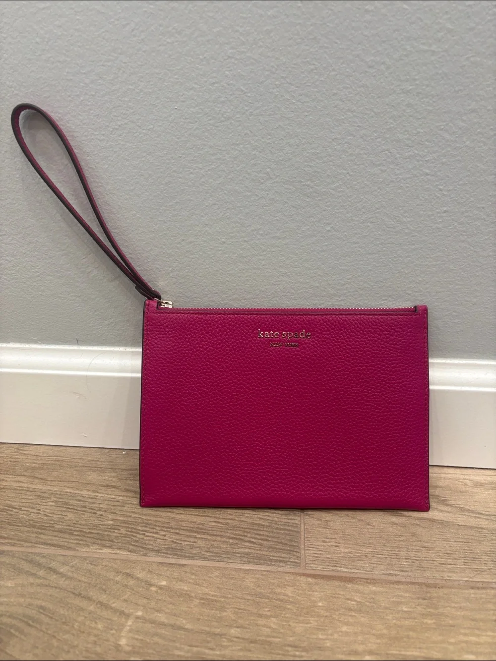 kate spade hot pink pebbled leather wristlet